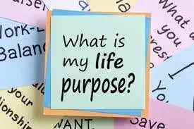 Sticky note with 'What is my life purpose?' on colorful paper background, self-discovery concept.
