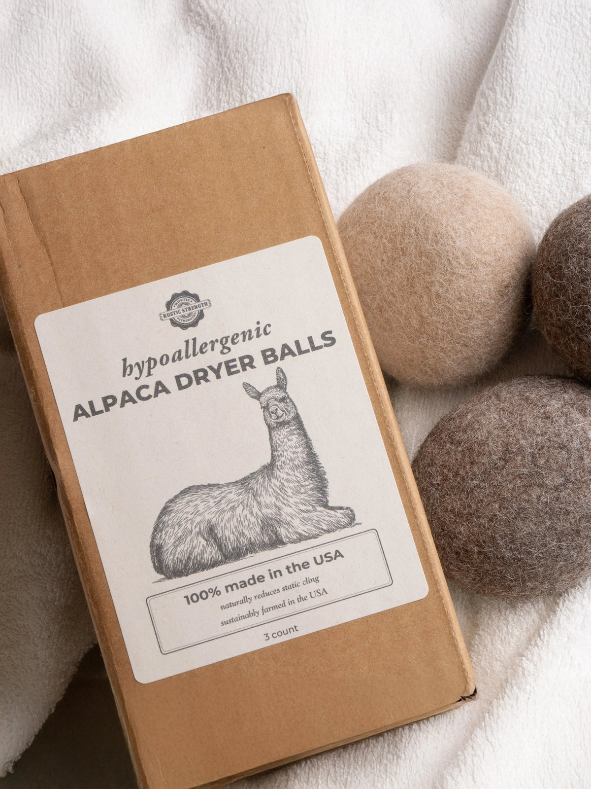Alpaca Dryer Balls ( 3 pack ) Rustic Strength