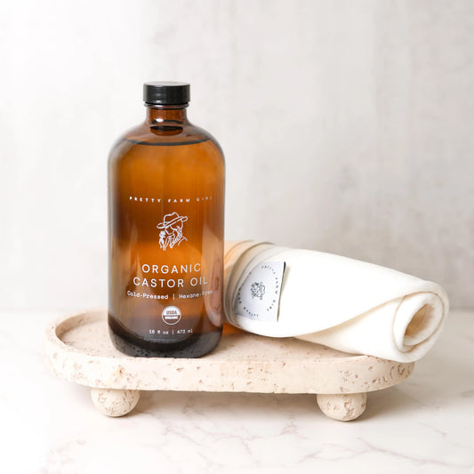 Organic Pure Castor Oil + Cloth Pack Bundle Pretty farm girl