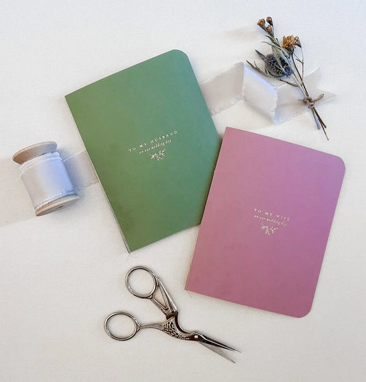 Gold Foil His and Hers Vow Book Set Jen Simpson Design, LLC