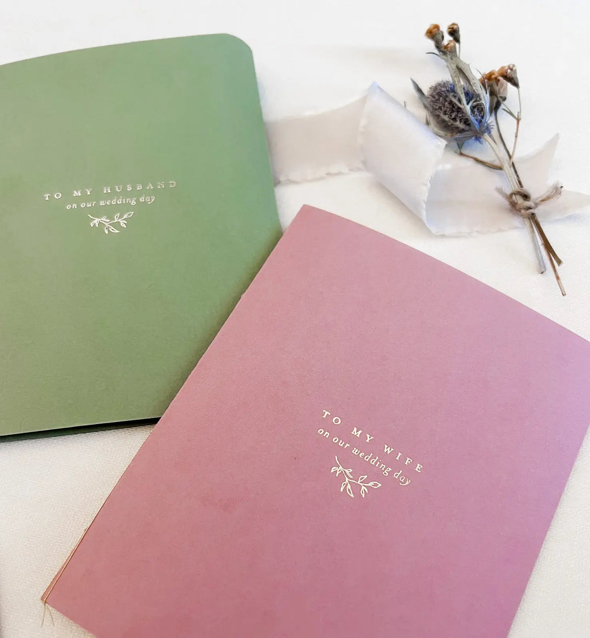 Gold Foil His and Hers Vow Book Set Jen Simpson Design, LLC