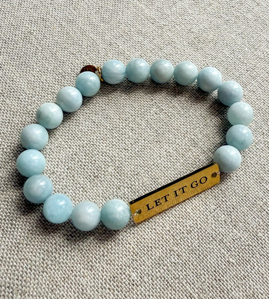 Let It Go // Aquamarine Semi-Precious Stone Beaded Bracelet Jen Simpson Design, LLC