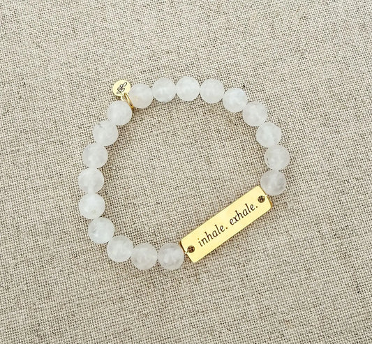 Inhale. Exhale. // Rainbow Moonstone Semi-Precious Stone Beaded Bracelet Jen Simpson Design, LLC