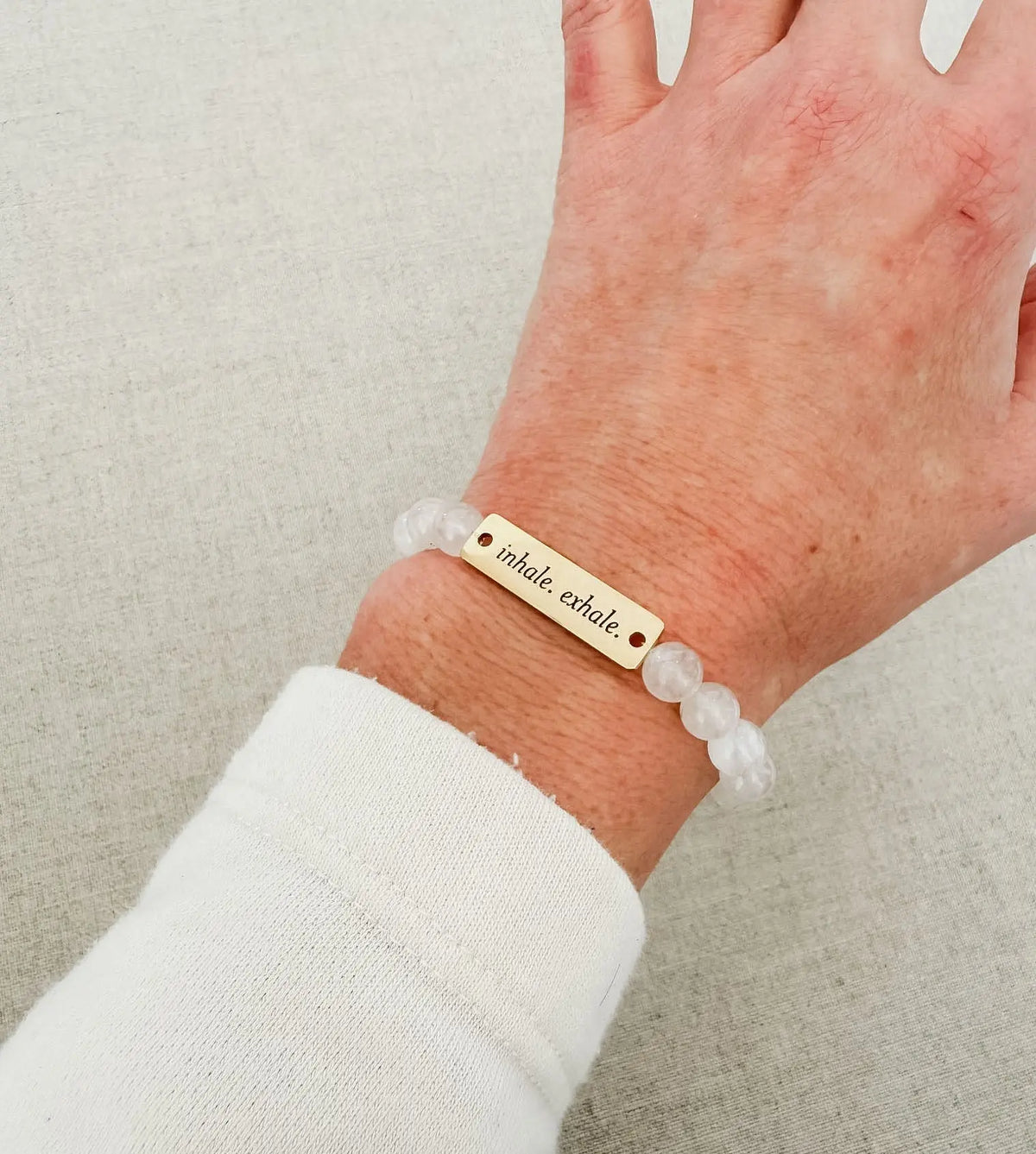 Inhale. Exhale. // Rainbow Moonstone Semi-Precious Stone Beaded Bracelet Jen Simpson Design, LLC