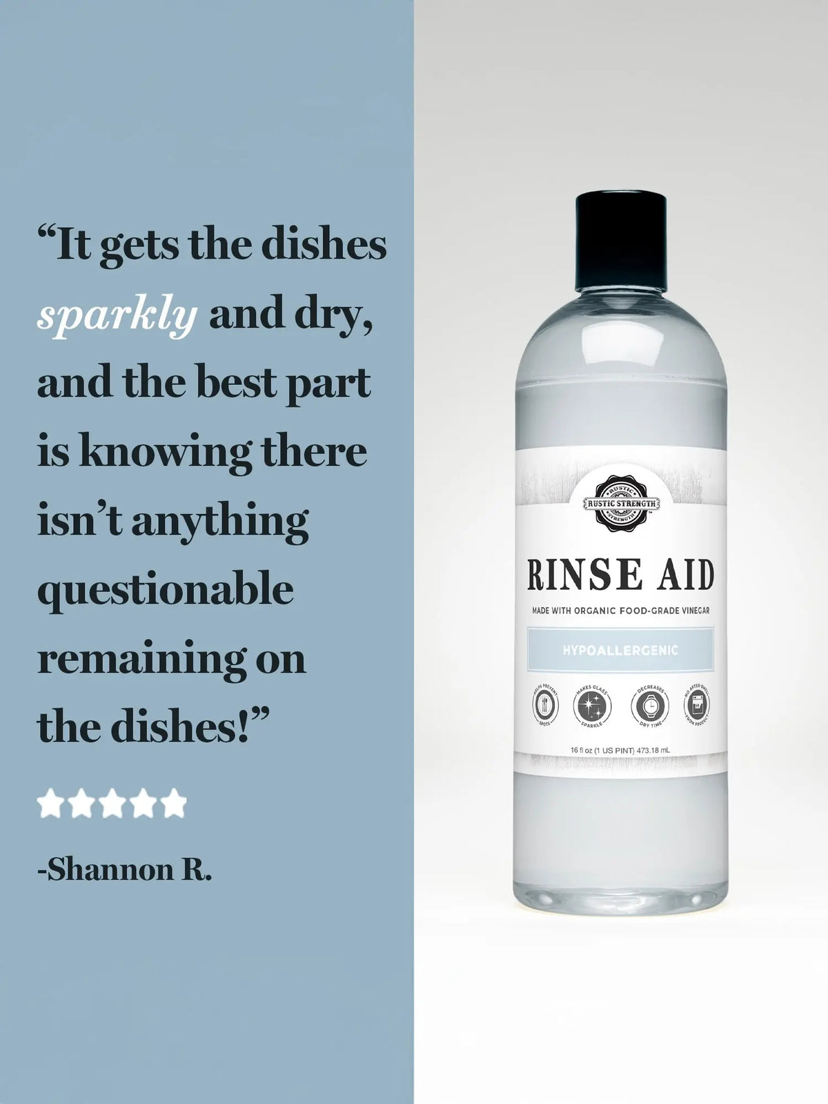 Rinse Aid for Automatic Dishwashers | Unscented Rustic Strength