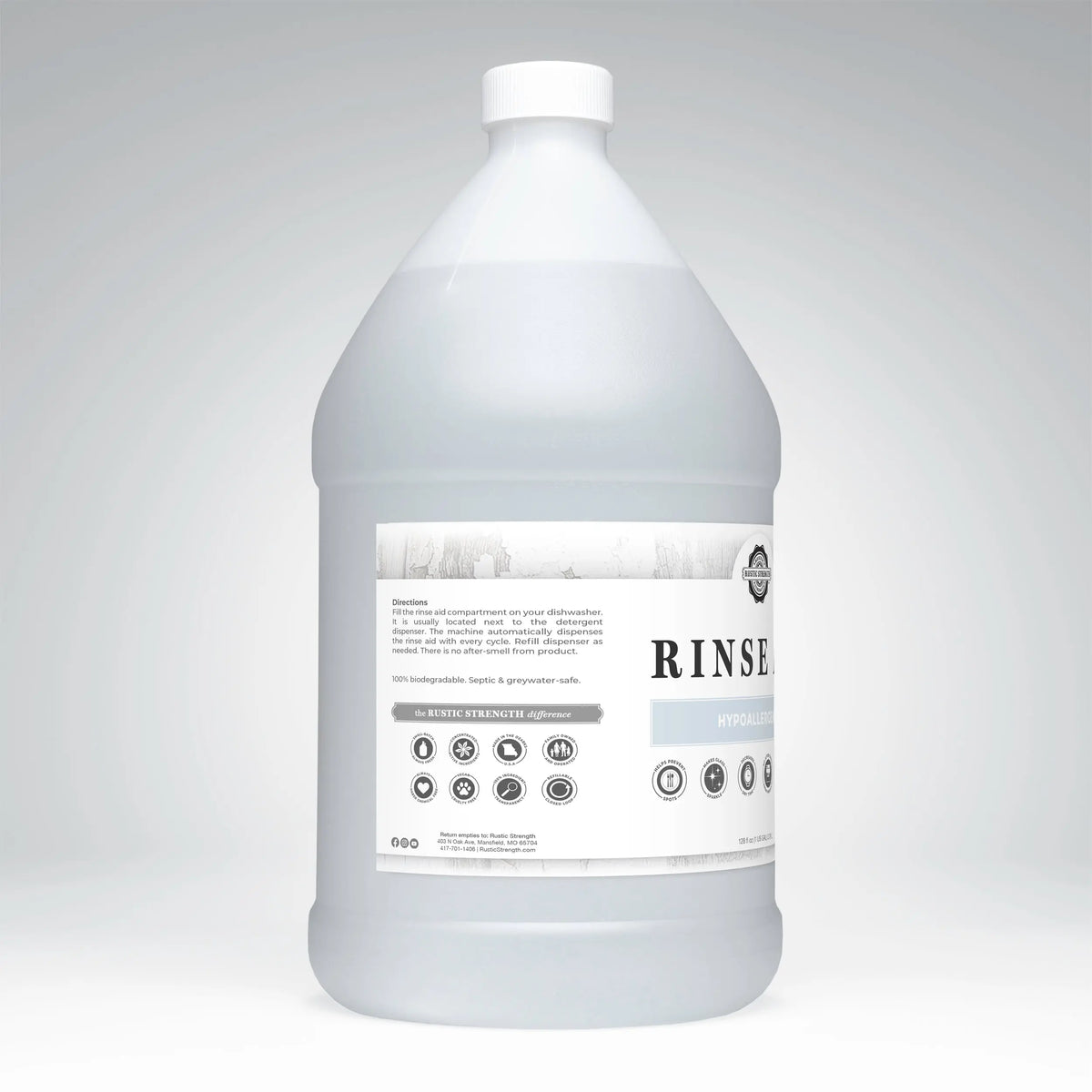 Rinse Aid for Automatic Dishwashers | Unscented Rustic Strength