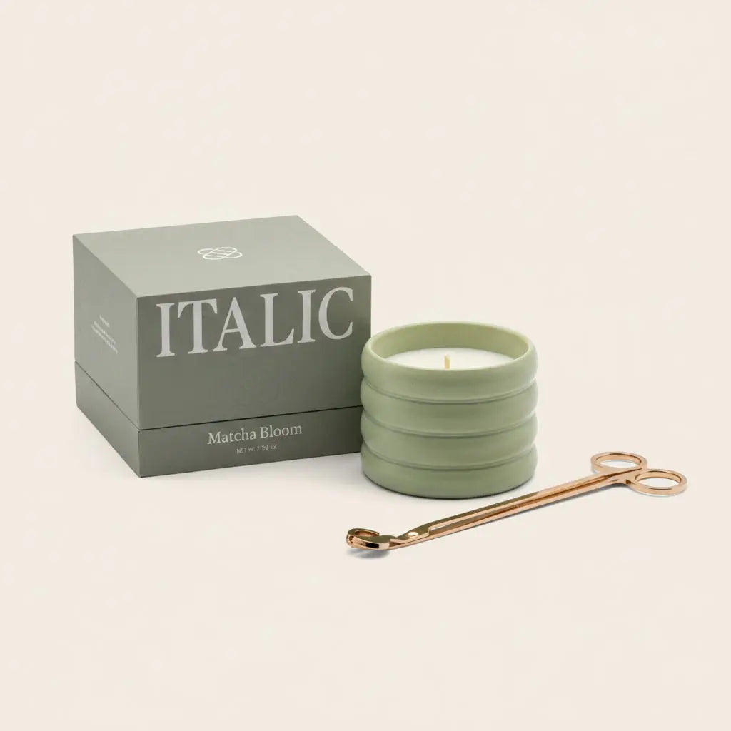Ceramic Candle & Wick Trimmer Set Italic