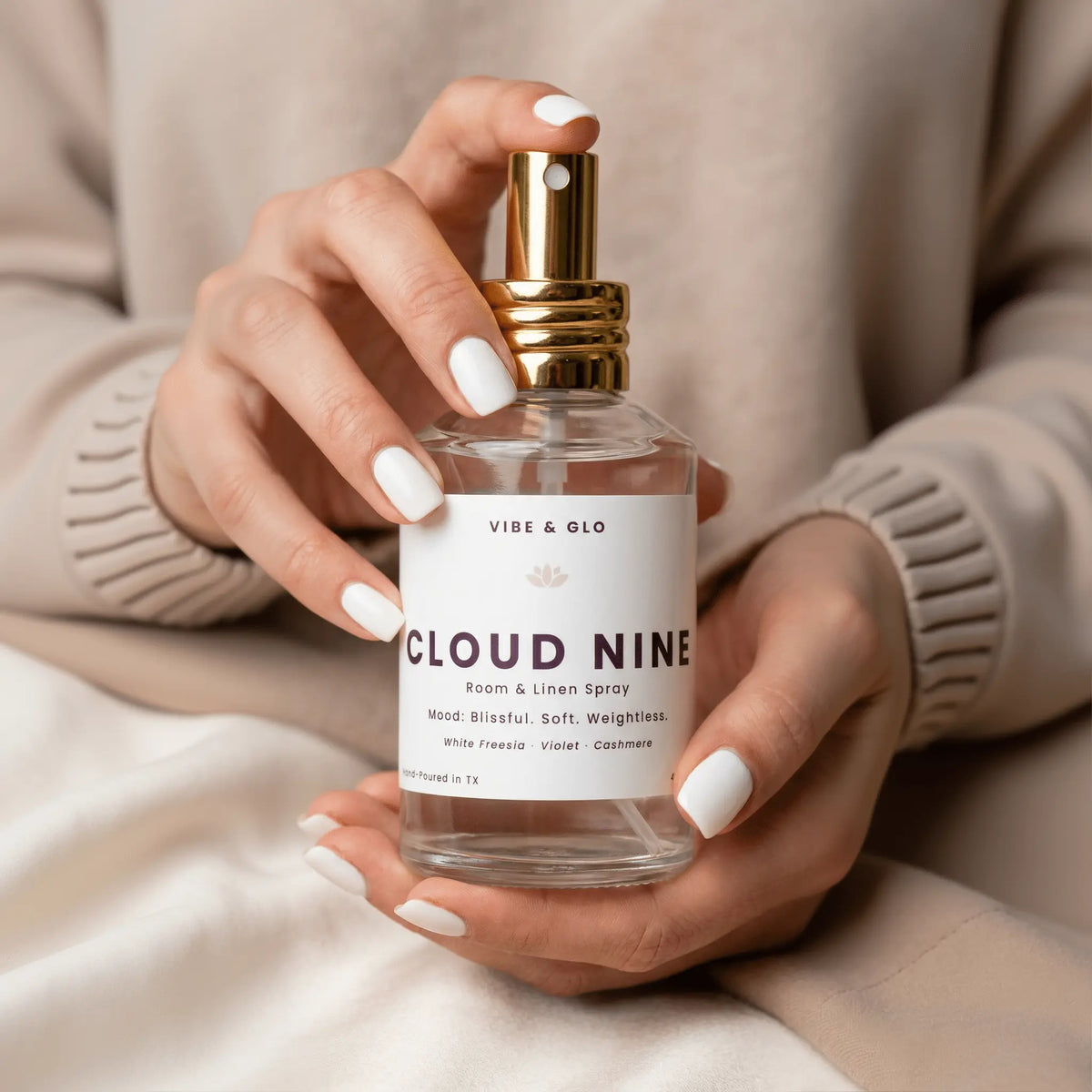 Cloud Nine – White Freesia & Cashmere Room Spray Vibe & Glo Candle Studio