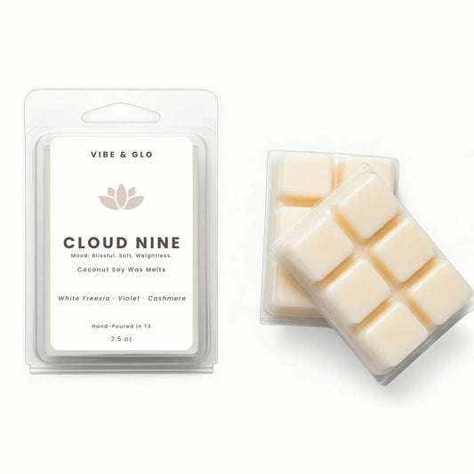 Cloud Nine – White Freesia & Cashmere Soy Wax Melts Vibe & Glo Candle Studio