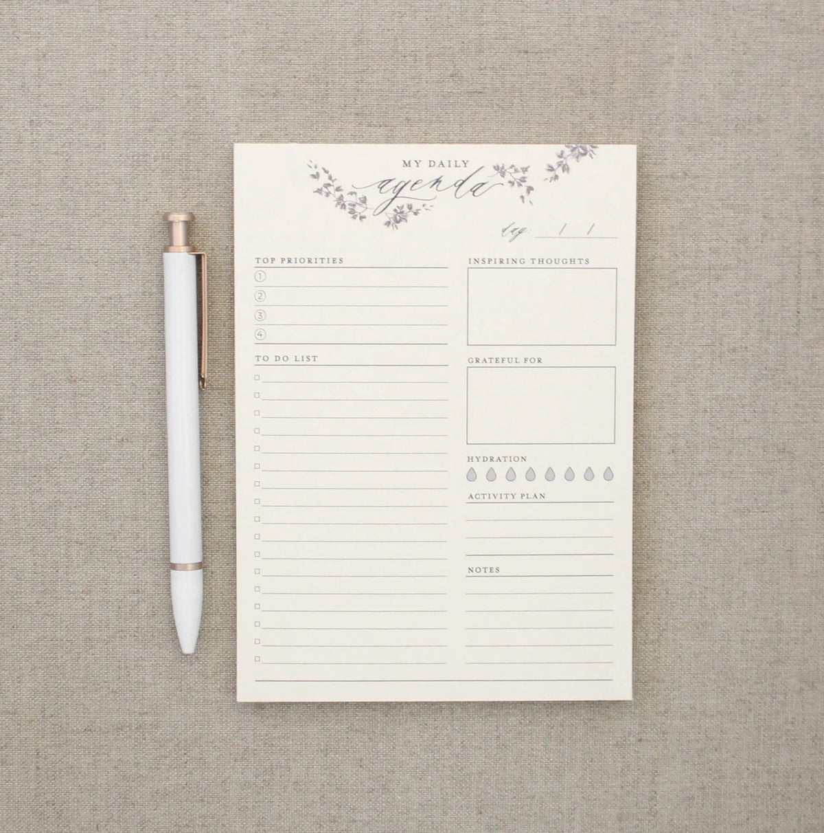 Daily Agenda // Planner Notepad Jen Simpson Design, LLC