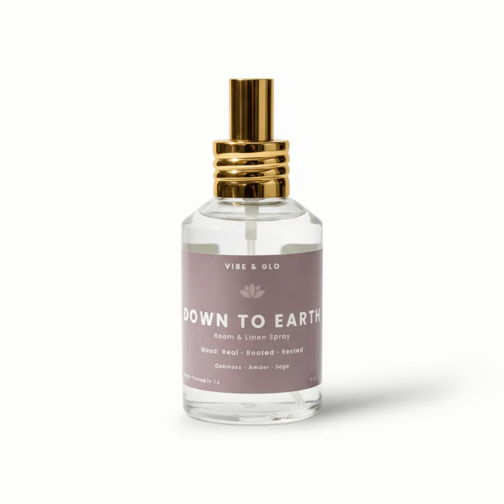 Down to Earth – Oakmoss & Amber Room Spray Vibe & Glo Candle Studio