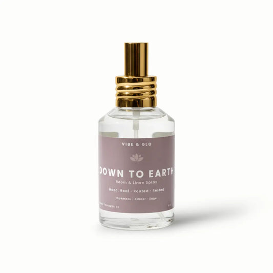 Down to Earth – Oakmoss & Amber Room Spray Vibe & Glo Candle Studio
