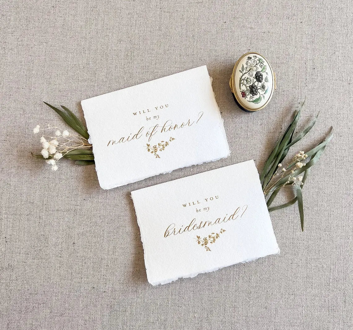 Gold Leaf Bridesmaid Cards Jen Simpson Design, LLC