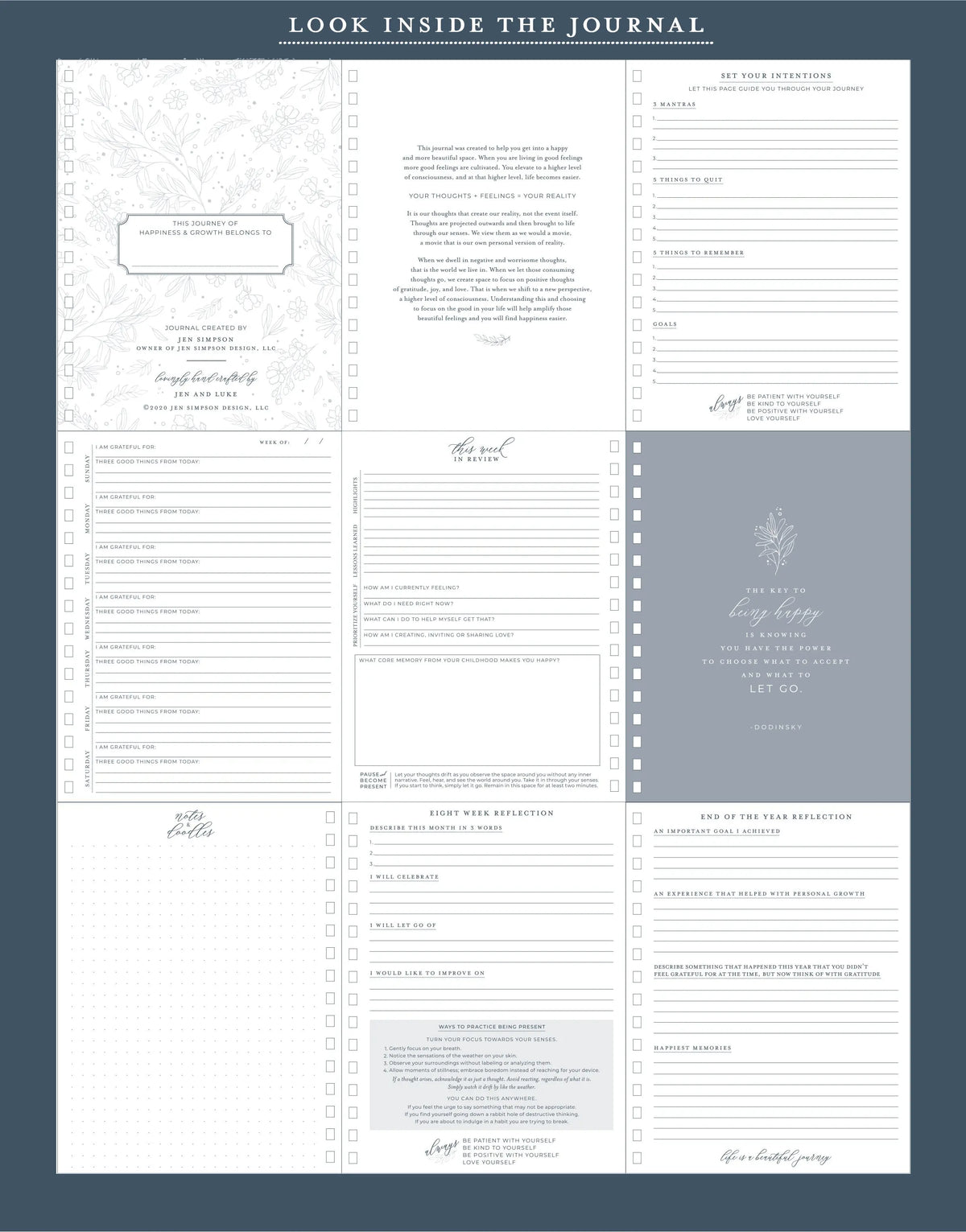 Surround Yourself with Happiness // A Daily Journal to Manifest Happiness, Gratitude, and Personal Growth Jen Simpson Design, LLC