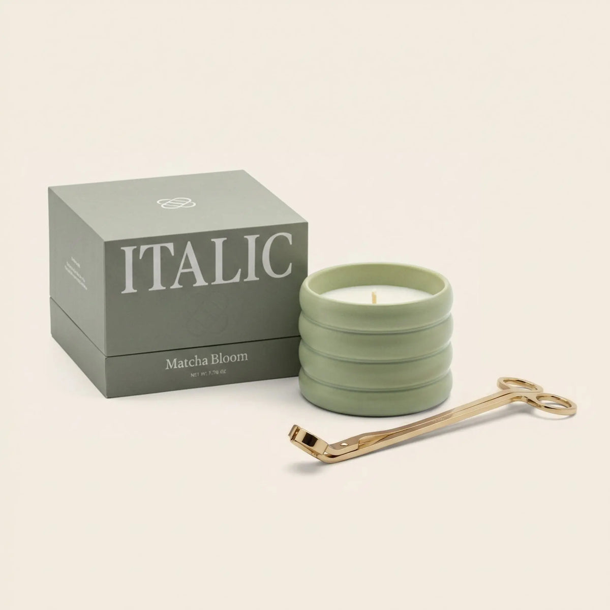 Ceramic Candle & Wick Trimmer Set Italic