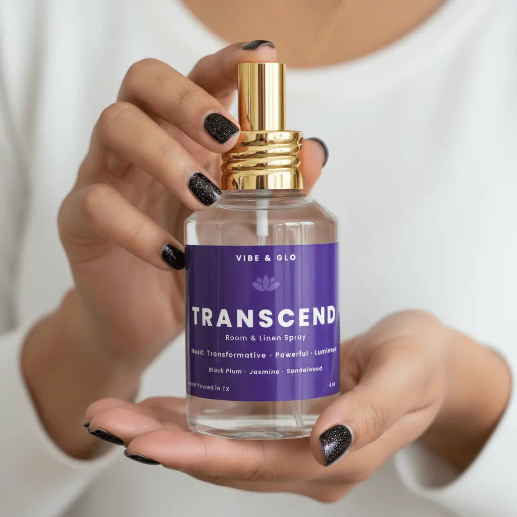 Transcend – Black Plum, Jasmine, & Sandalwood Room Spray Vibe & Glo Candle Studio