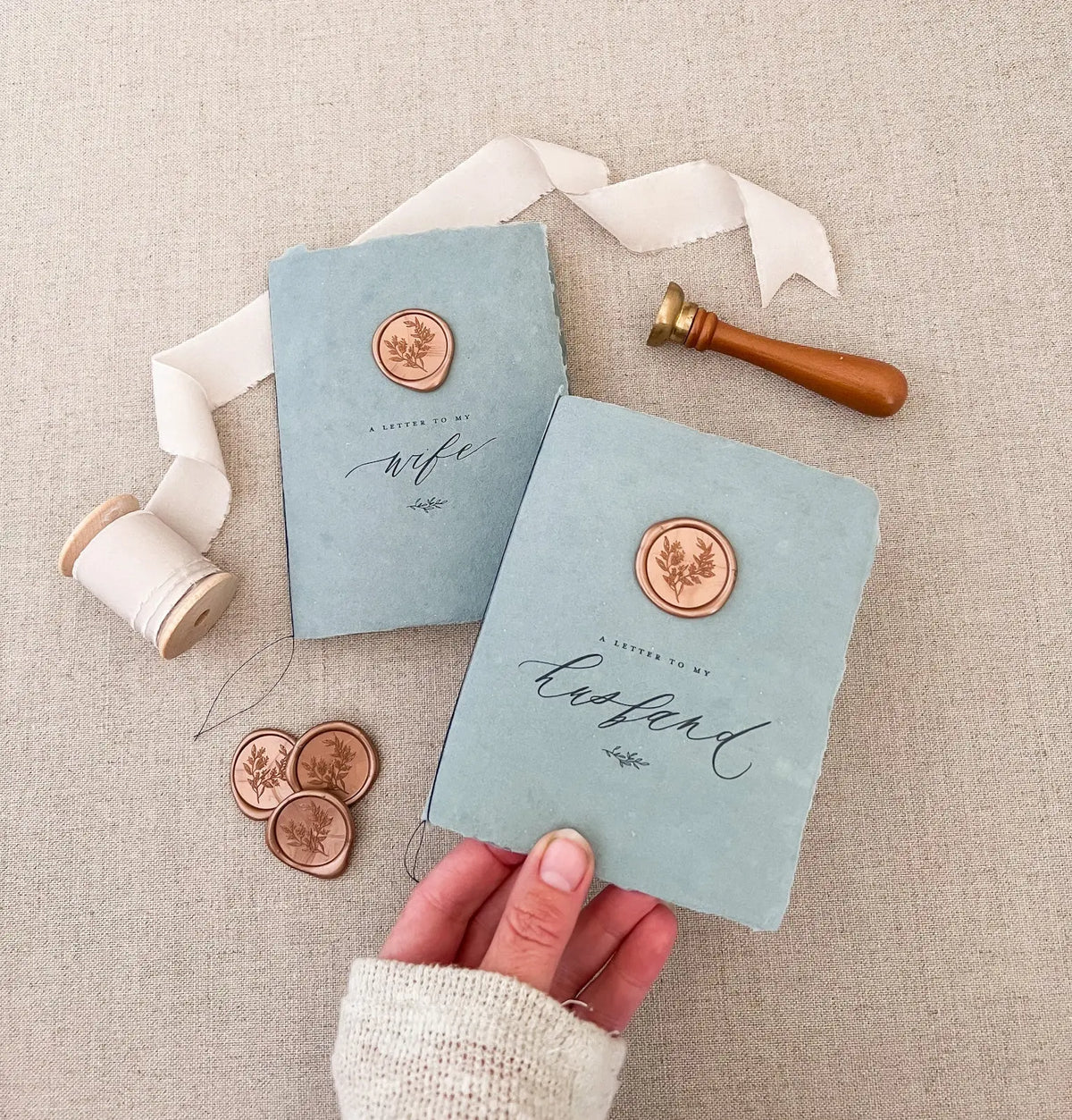 Wax seal His and Hers Vow Book Set Jen Simpson Design, LLC