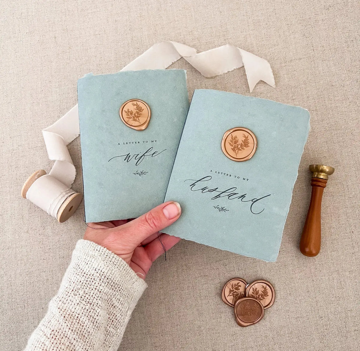 Wax seal His and Hers Vow Book Set Jen Simpson Design, LLC