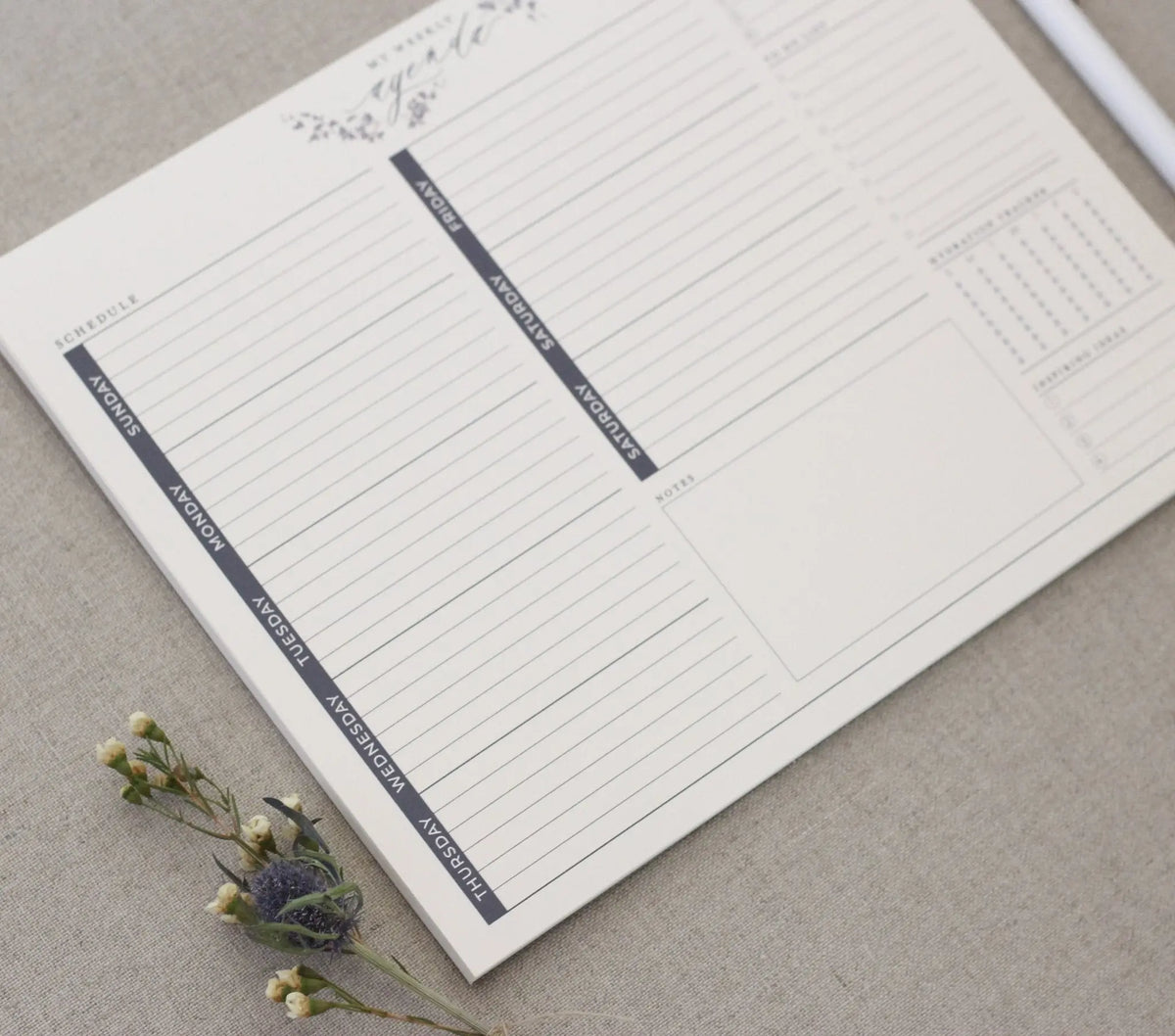 Weekly Agenda // Notepad Planner Jen Simpson Design, LLC