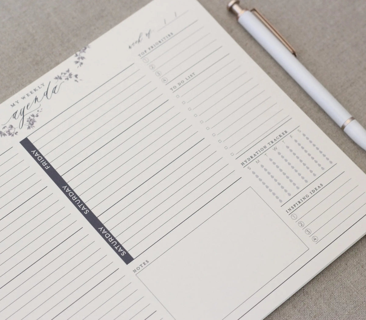 Weekly Agenda // Notepad Planner Jen Simpson Design, LLC